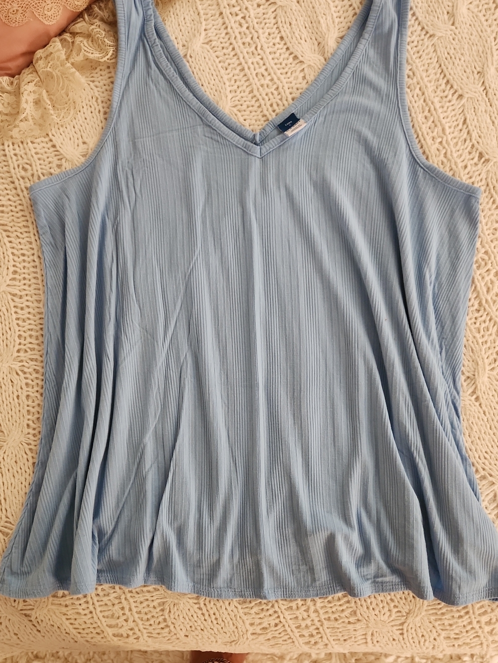 Light Blue Ribbed V-Neck Tank Top - OLD NAVY
